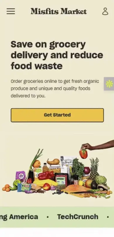 Pre-sell page example from Misfits Market, which is also their homepage