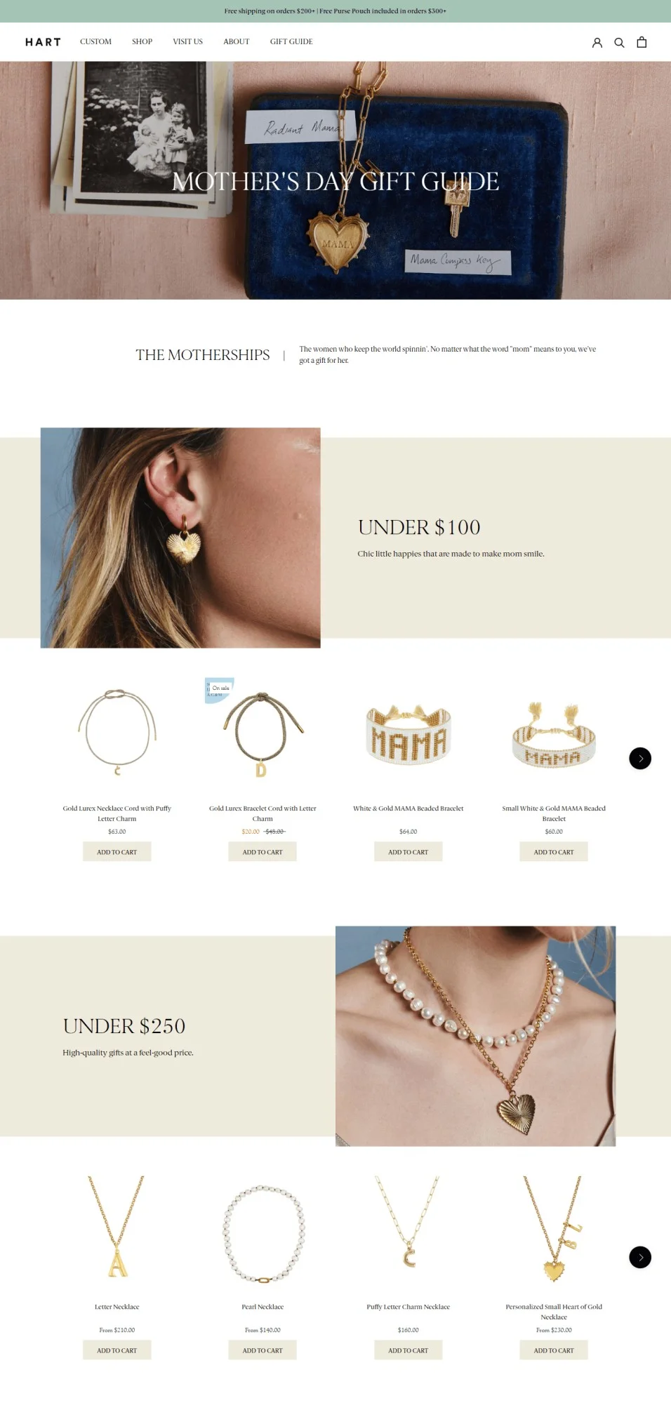 Hart's Mother's Day pre-sell page