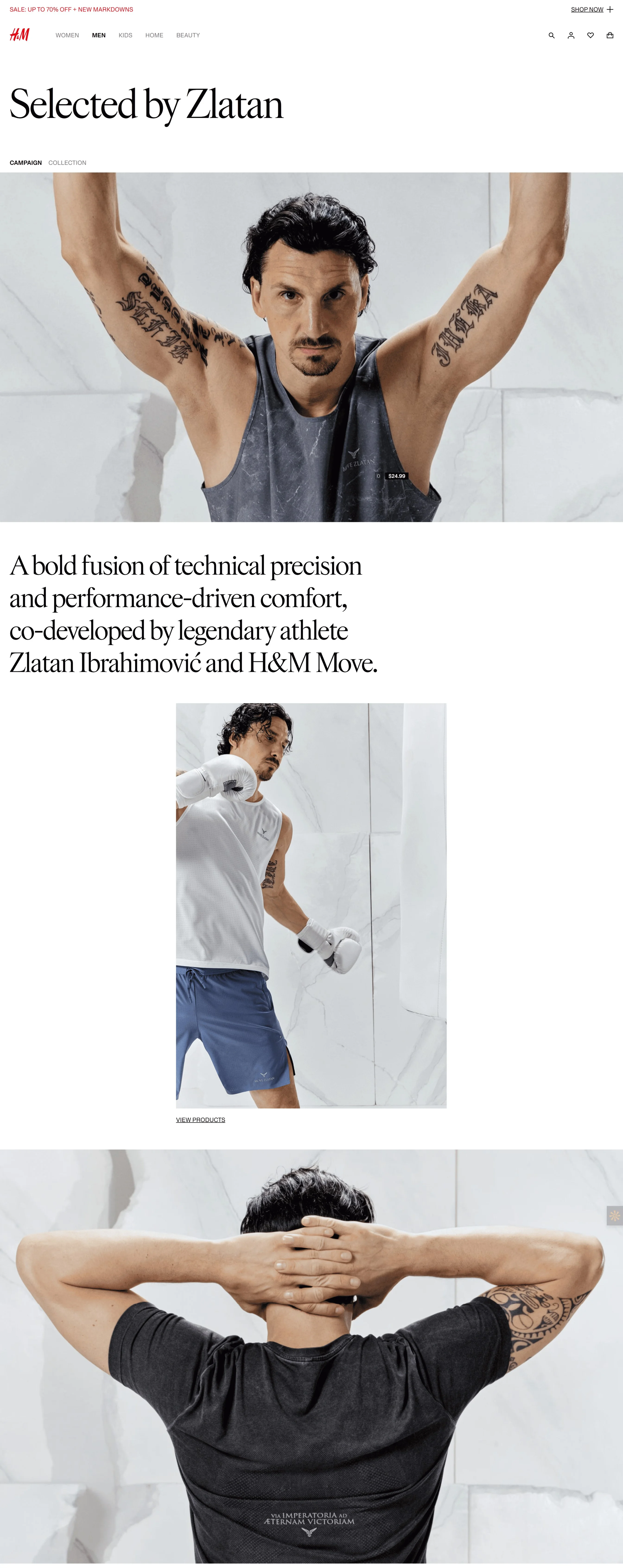 Pre-sell page example from h&m