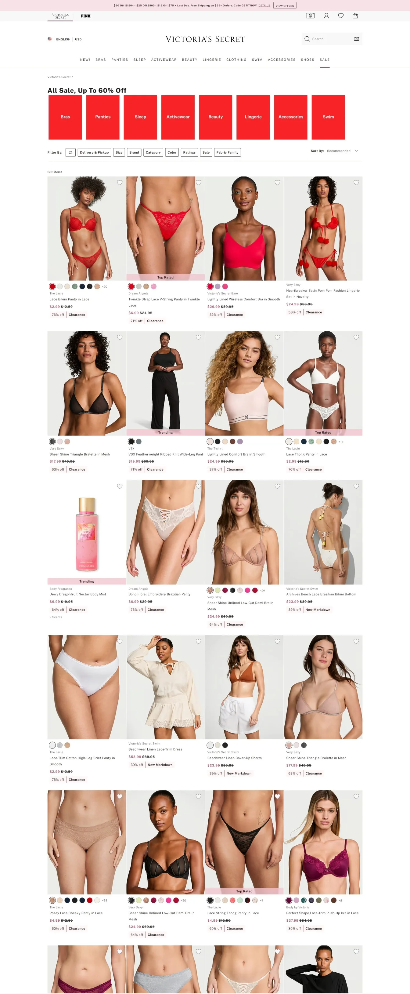 Maintaining a color theme on sale pages, makes it easy for shoppers to scroll through, especially for thematic sales like Black Friday