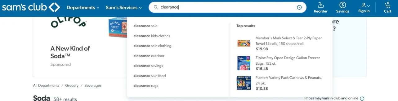 Lead shoppers to sale pages from search results and suggestions