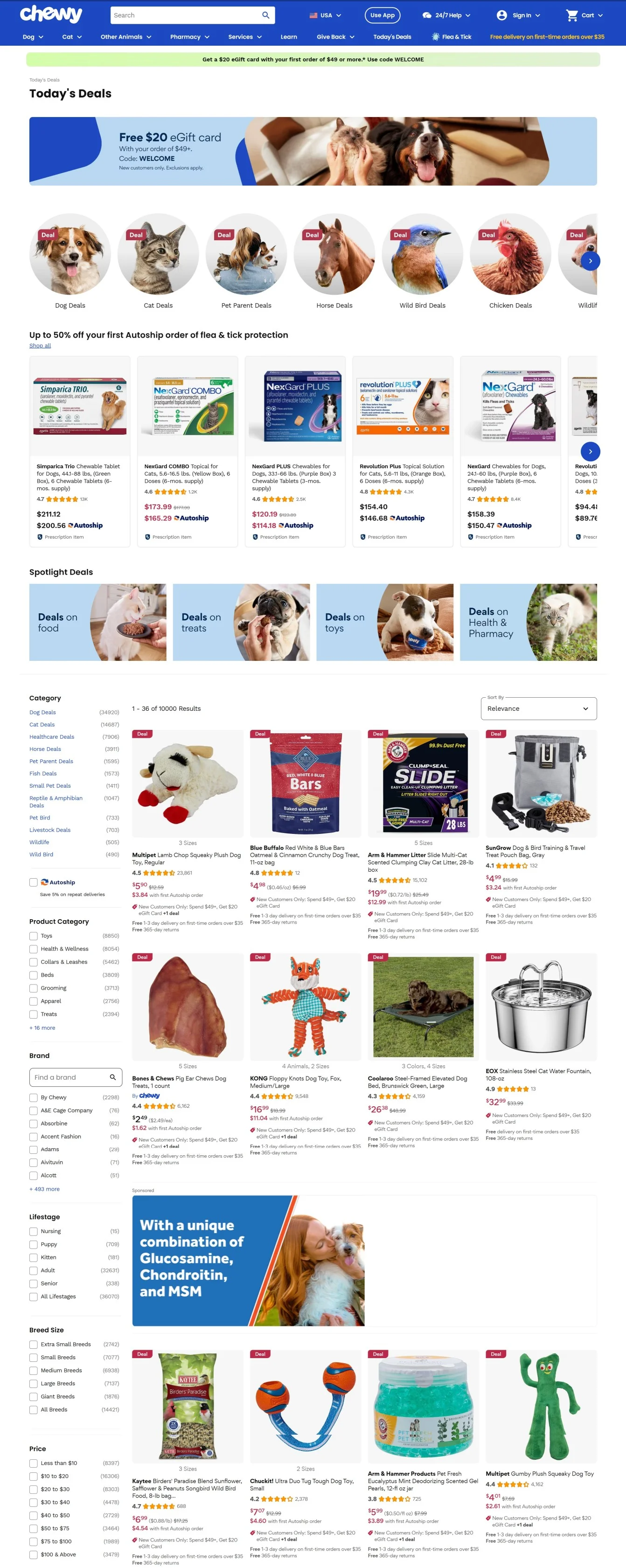 Chewy's Daily Deals Page