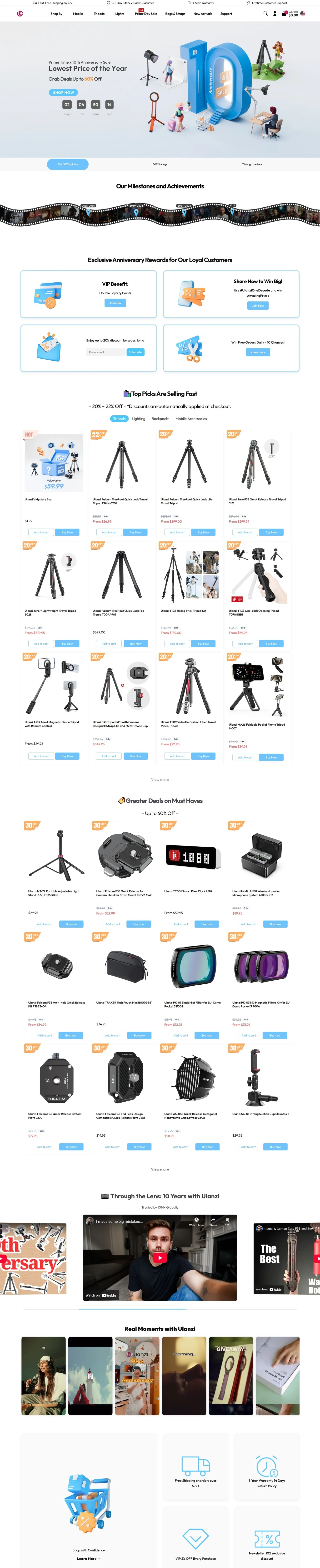 Anniversary Sale Page Example from Ulanzi