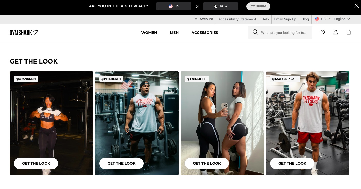 Gymshark integrates its online store with its most popular products on socials to drive visual search