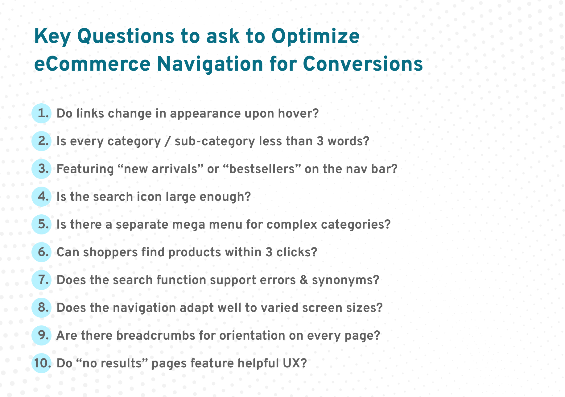 questions to ask to improve eCommerce navigation in order to increase conversion rates