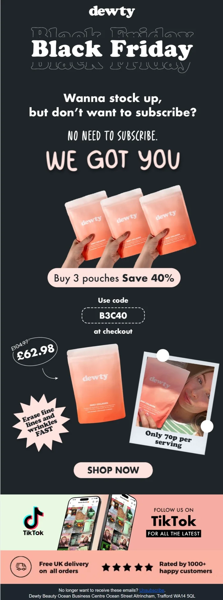 Unique Black Friday subscription-based campaign from Dewty