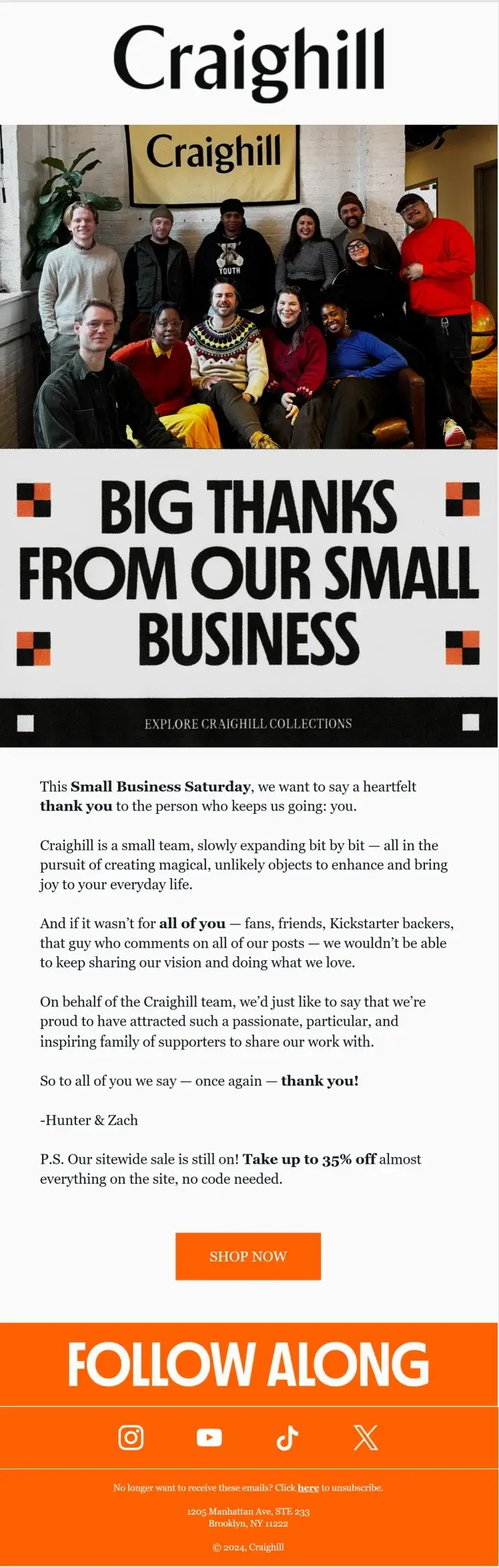Black Friday campaign extending to Small Biz Saturday from Craighill