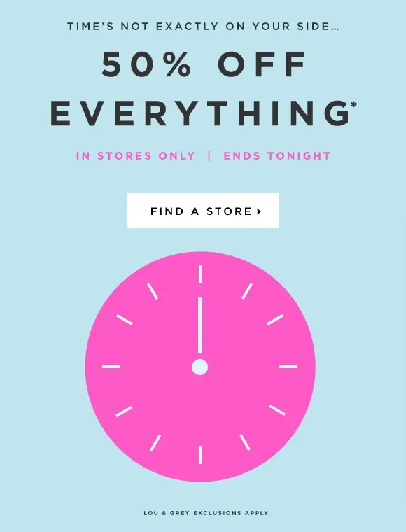 High urgency Black Friday marketing email from Lou & Grey
