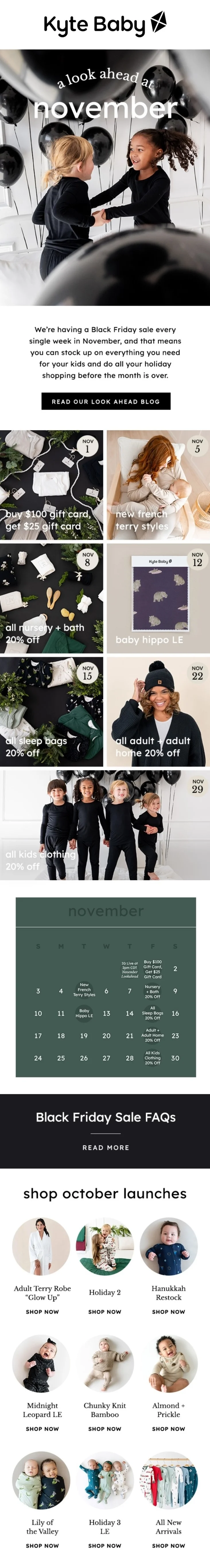 Black Friday EDM reminding customers to mark the sale date from Kyte Baby
