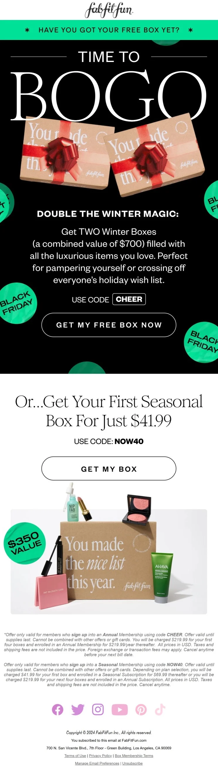 Interactive Black Friday campaign letting shoppers choose gifts from FabFitFun
