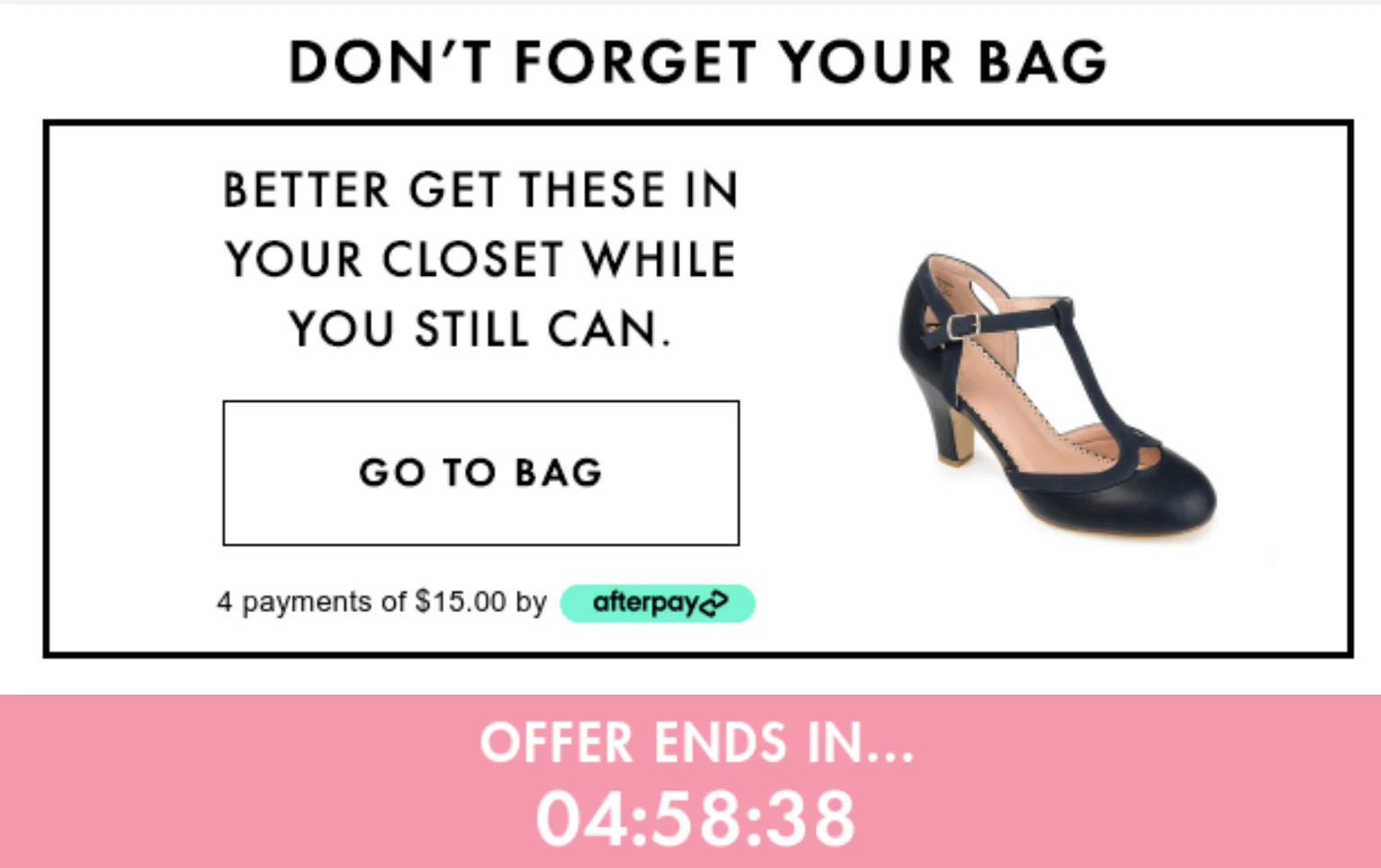 Abandoned cart block in Black Friday email 
