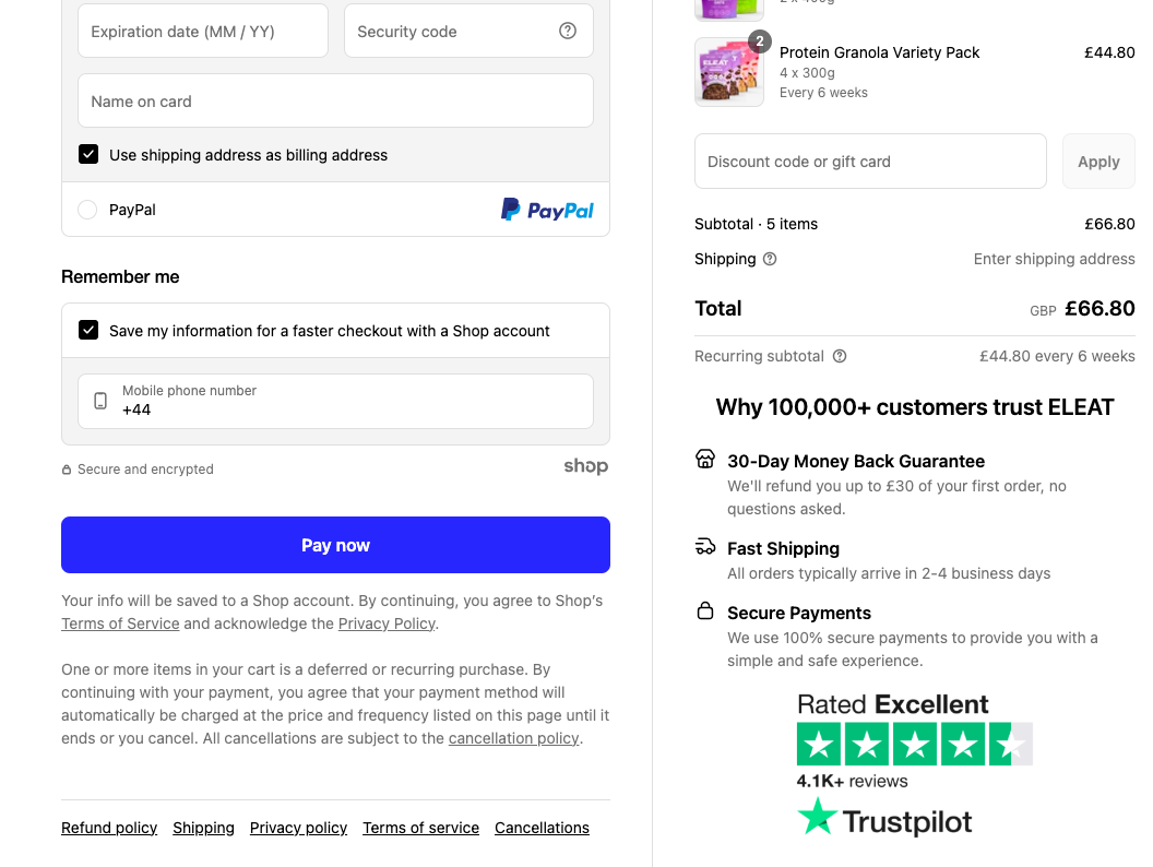 Eleat one click payment is supported by social proof