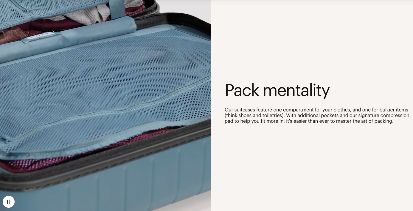 Away using a looping video and contextual microcopy alongside it as an eCommerce image SEO strategy