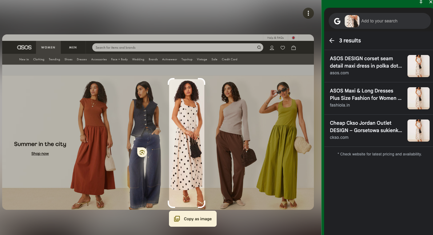 ASOS optimizes its site for Google Lens discoverability and to enhance image search traffic
