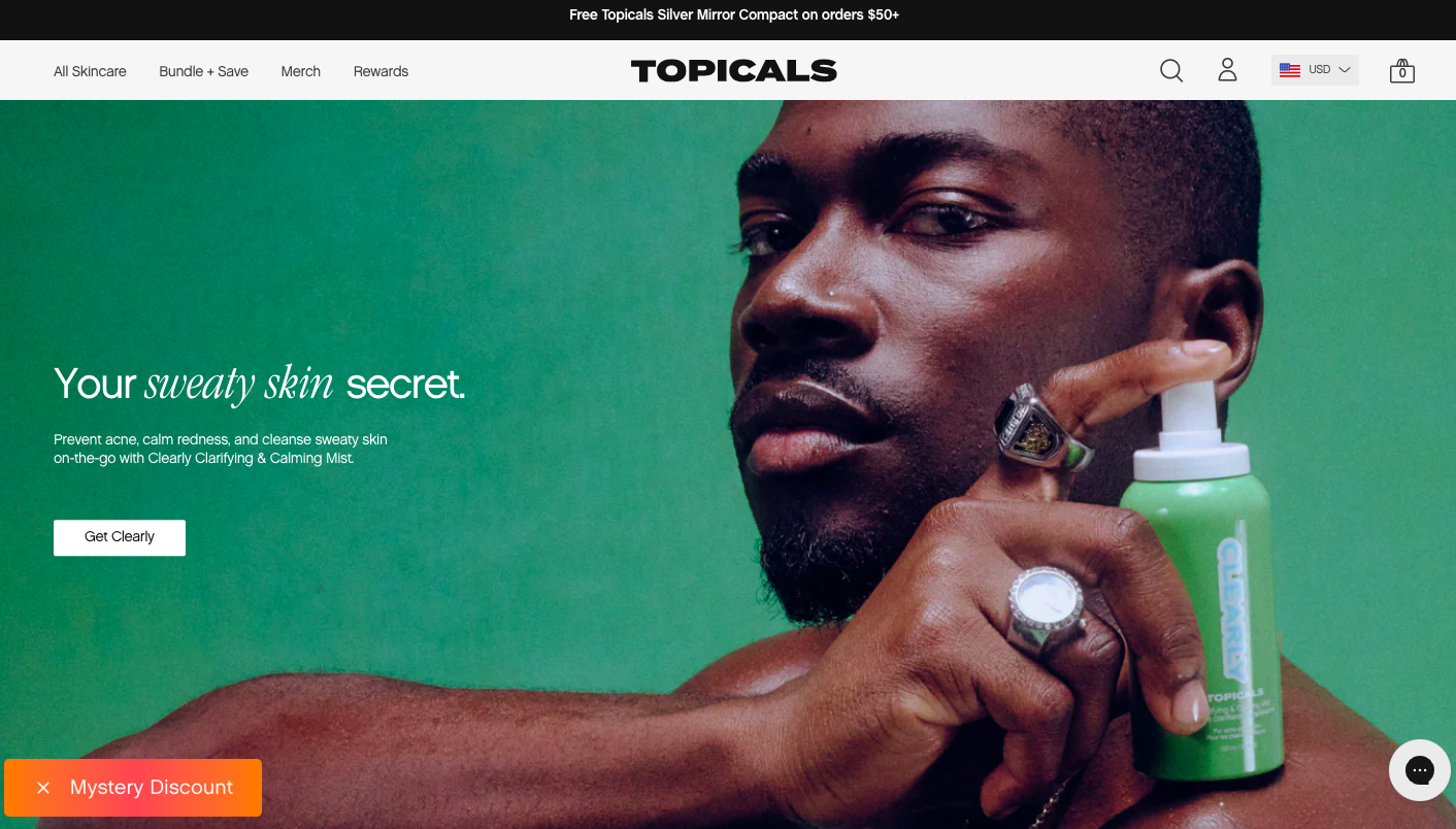 Topicals shows optimized content on the hero header to lead more search traffic into product pages