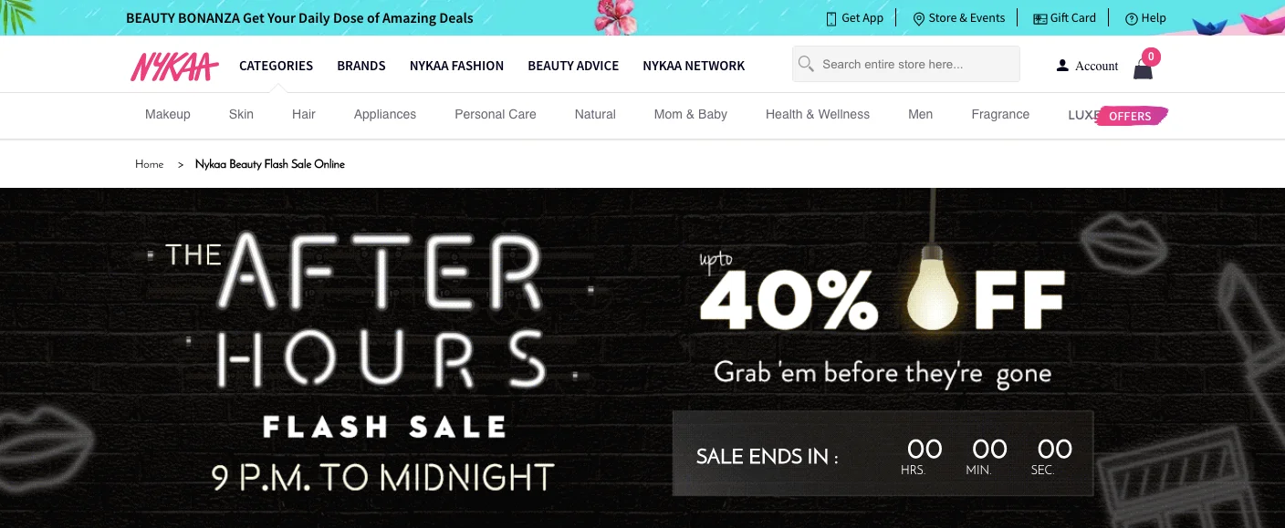 Nykaa flash sale example