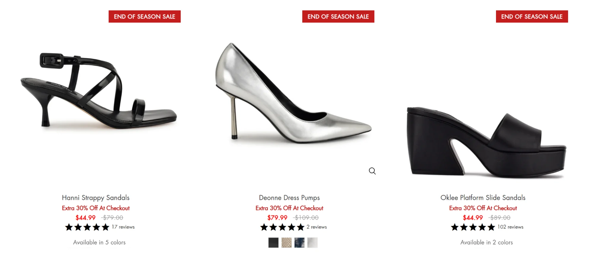 Nine West promising extra flash 30% discount at checkout