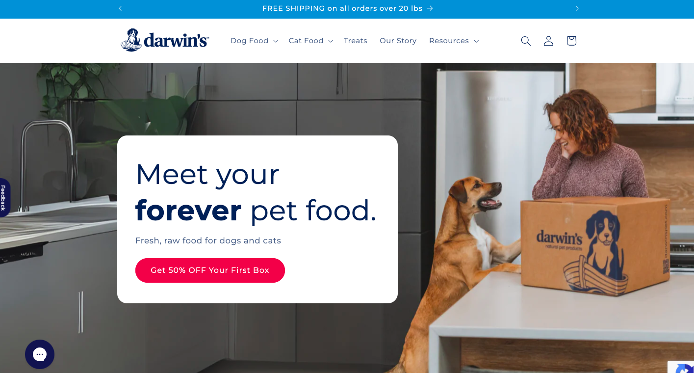 Darwin's Pet homepage CTA example