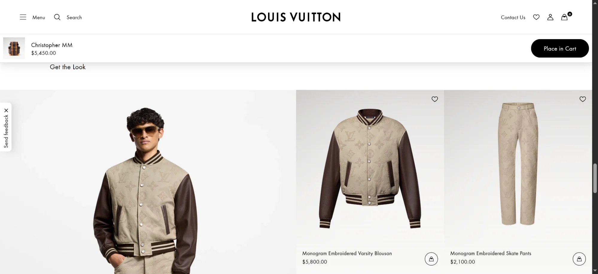 Louis Vuitton AI personalization example showing curated outfit with shoppable products under a “shop the look” section.