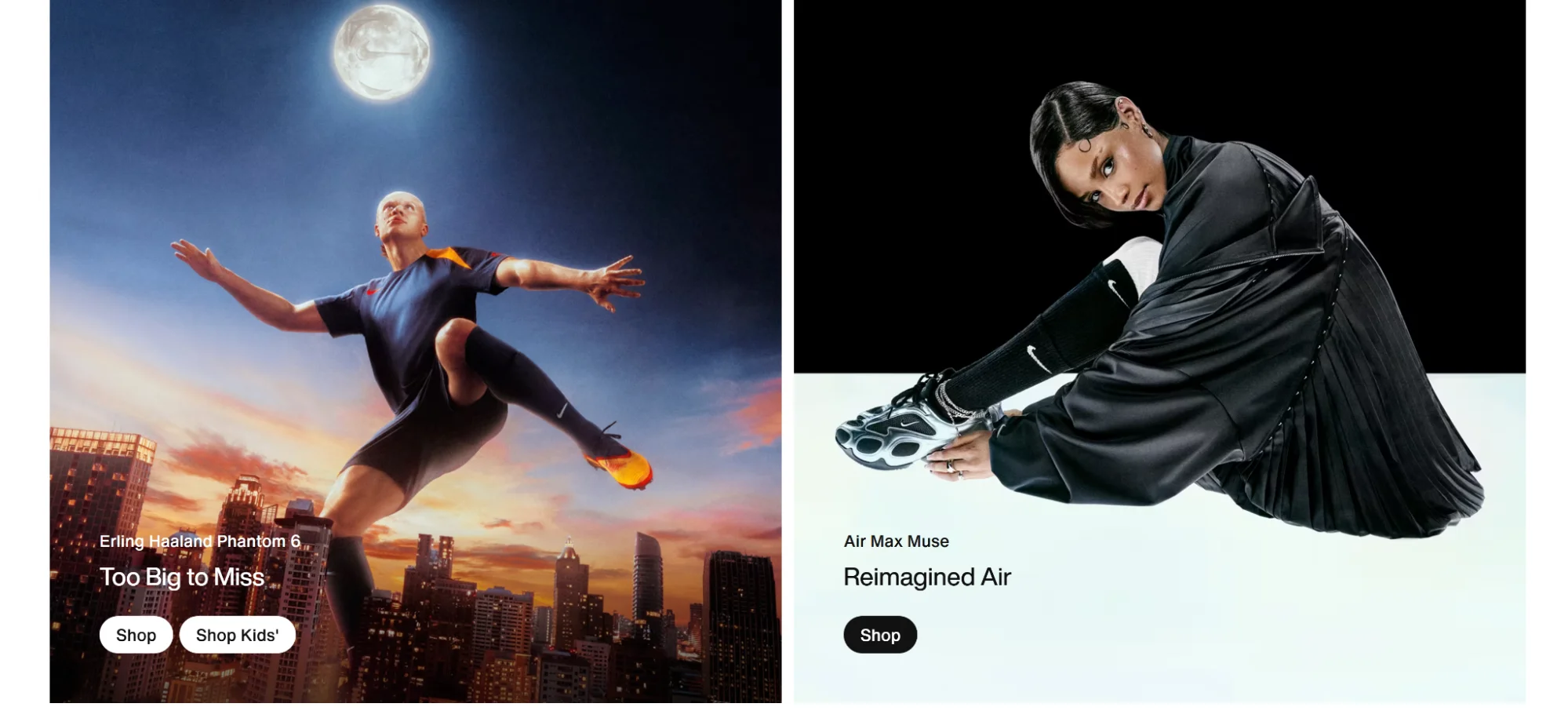 Nike UK personalization example with soccer-themed collections and Rihanna in latest product launch.