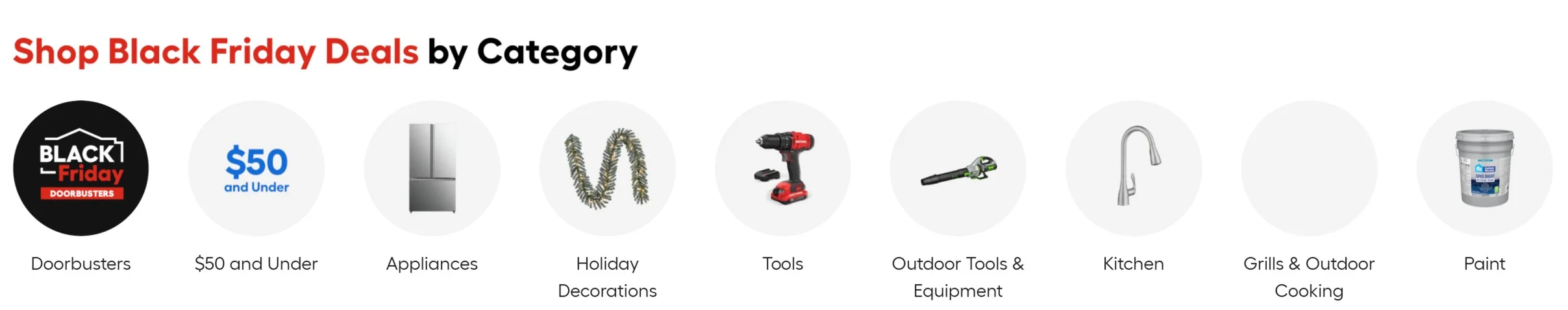 AI optimized categories during Black Friday on Lowe's homepage