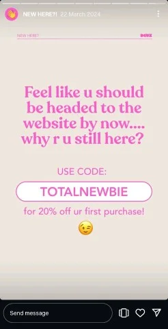 Eat Deux's instagram story highlights announcing exclusive promo code for followers — social media promotion tip for awareness and product promotion.
