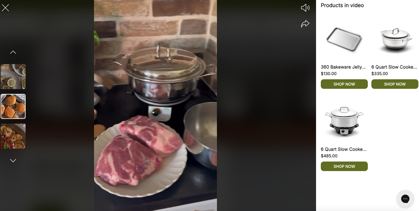 360Cookware shows video content alongside product recommendations to improve cookware sales