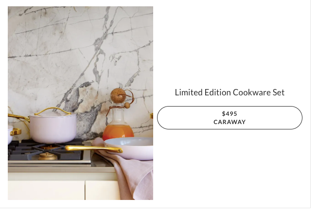 Carway release limited edition cookware sets every year to improve eCommerce cookware sales