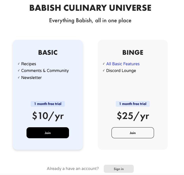 Babish puts a price tag on its community content to make it more exclusive across cookware buyers