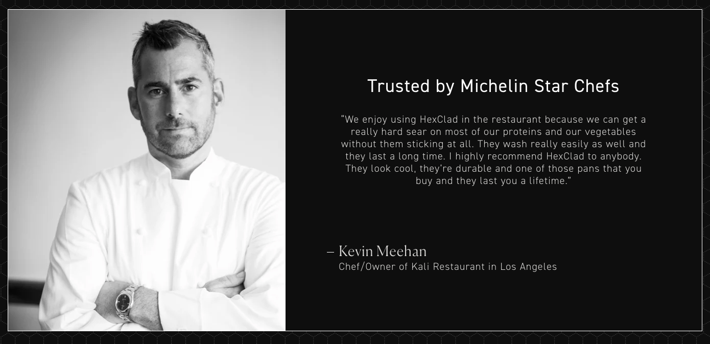 Hexclad uses a separate landing page for custom enquiries to lead cookware market sales