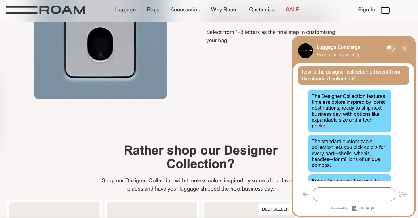 Roam lets shoppers compare products on live chat to boost luggage conversion rates