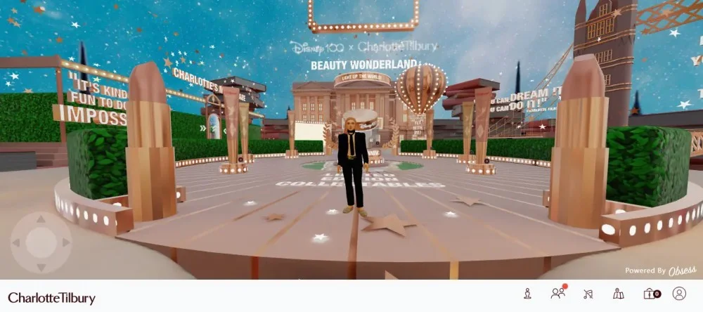 Charlotte Tilbury virtual store with 3D navigation and Disney-themed gamified shopping environment