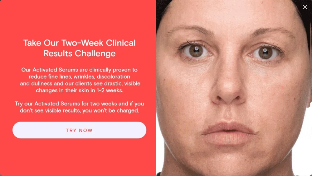 2 week skincare challenge with proven results or refund gamification from Exponent Skincare