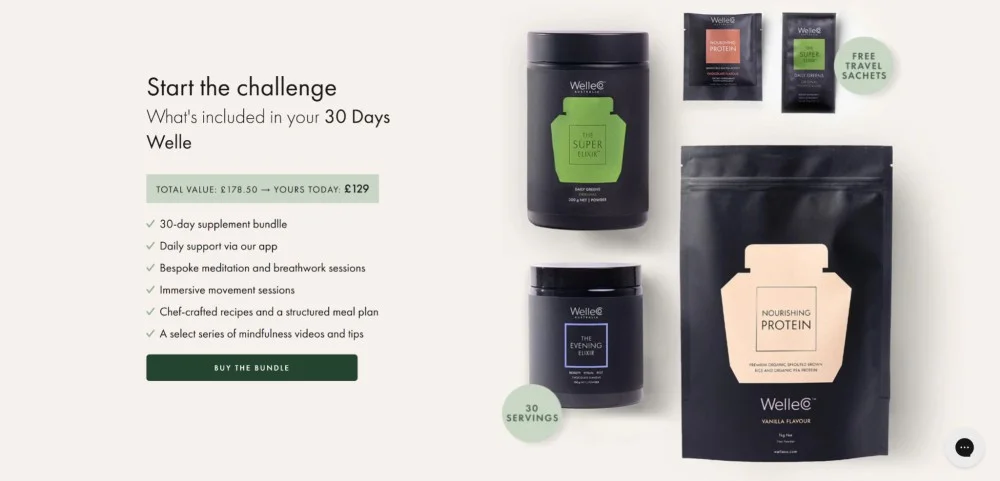 New product launch special promotional campaign example from Welle, showing a bundle with extra perks, only for a limited time