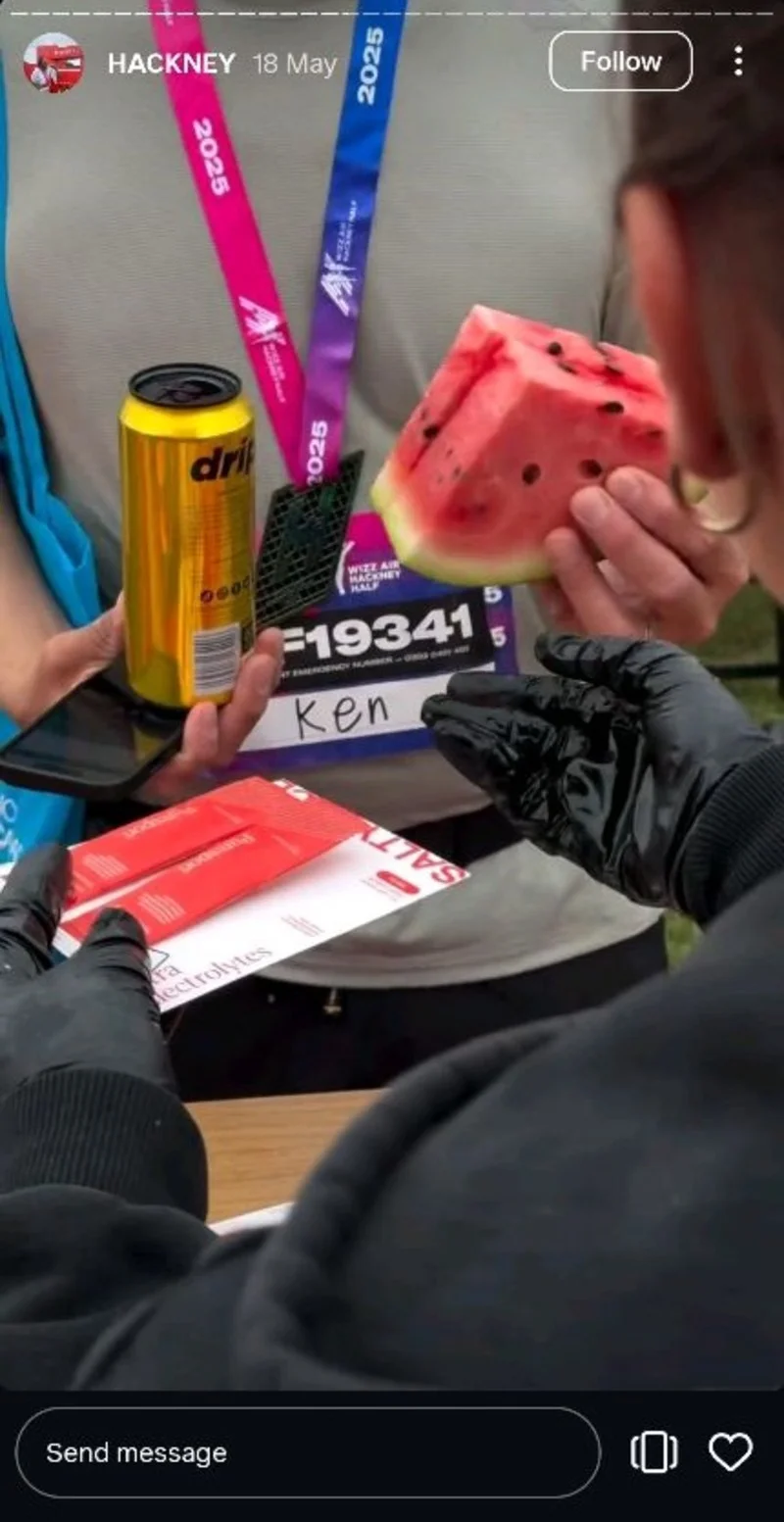 Pure Sport's new flavor launch at a race event by pairing watermelons and their new hydration pack as a sample