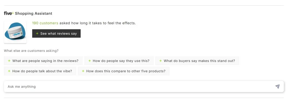 AI review overviews in your supplement store's product page can help build trust and also reach decisions quicker