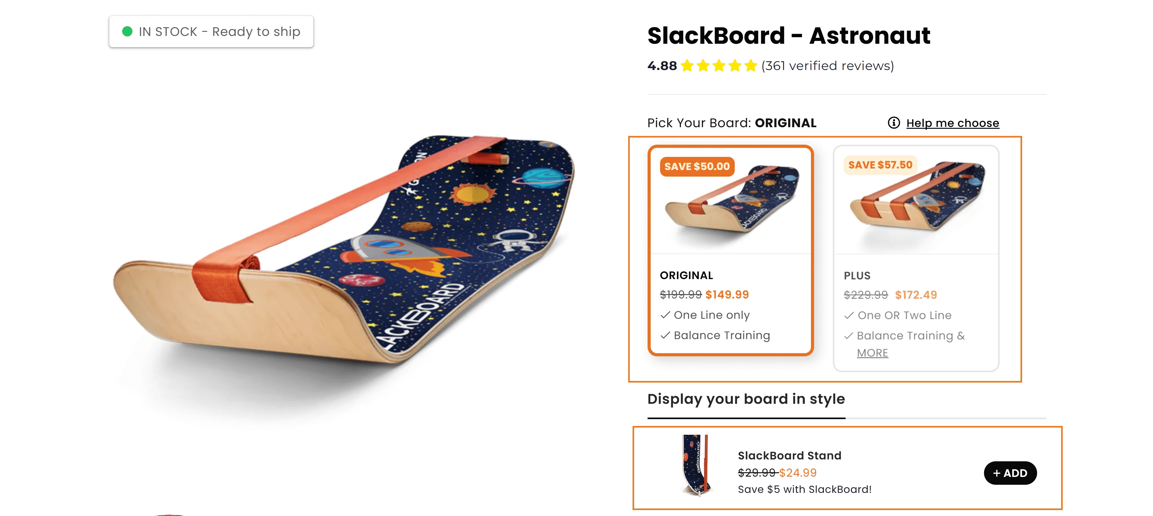 Gibbons USA variant guidance upsell with quiz prompt “help me choose” to surface higher-value models.