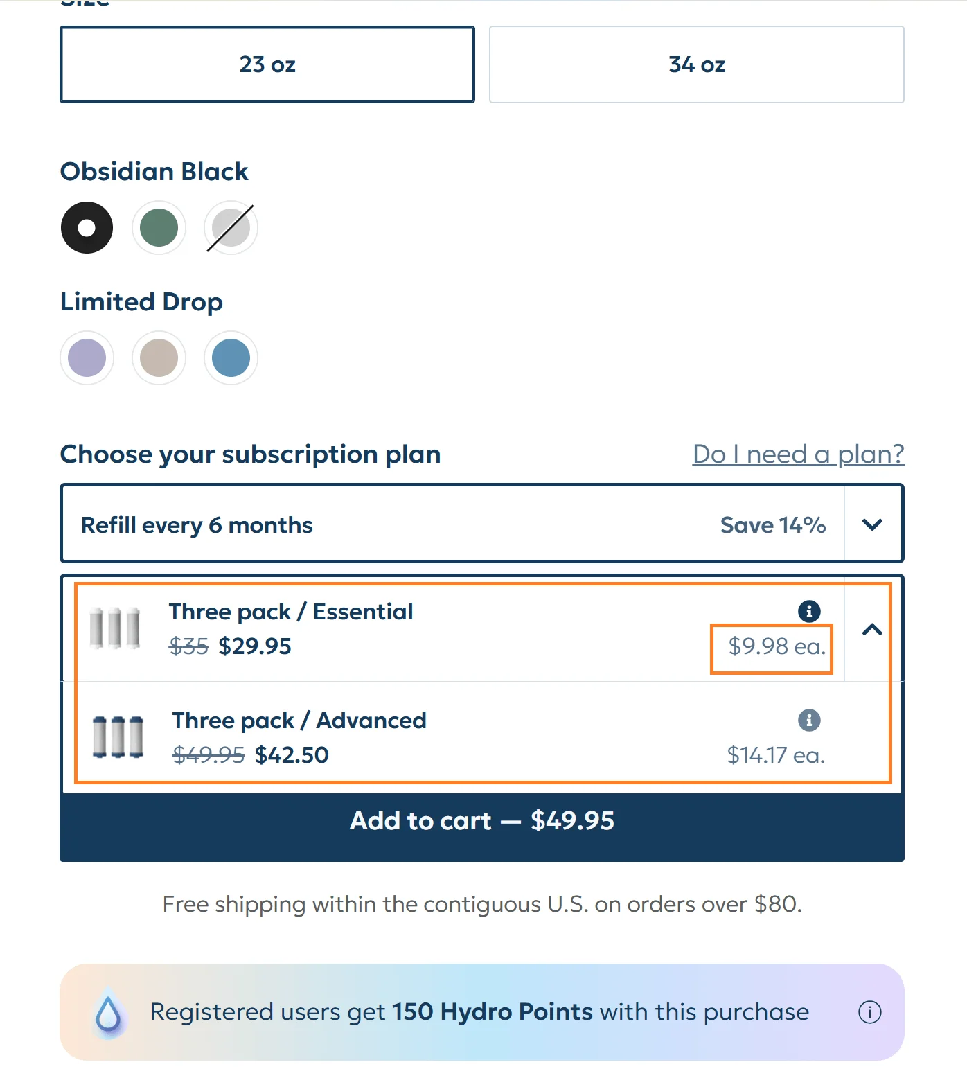 Larq refills-as-subscription cross-sell offering synced refill schedules and multi-product delivery consolidation.