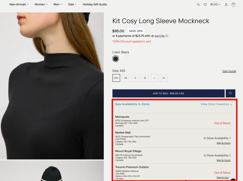 kit and ace product display example