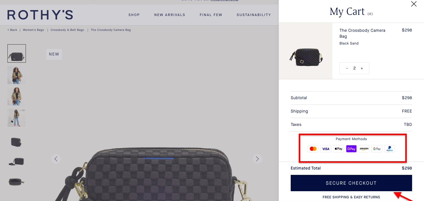 rothy's secure checkout example