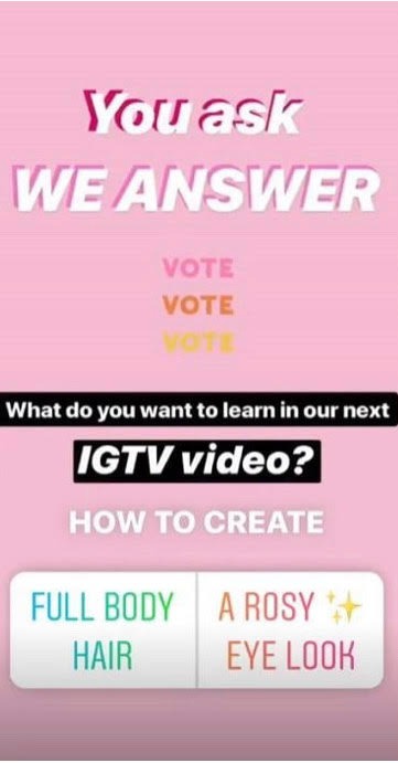 Sephora Instagram story poll to re-engage cart abandoners