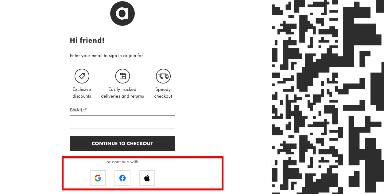 ASOS social login example