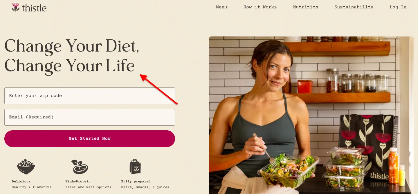 thistle landing page story arc example