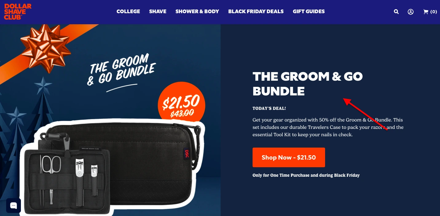 Dollar Shave Club Landing Page Example