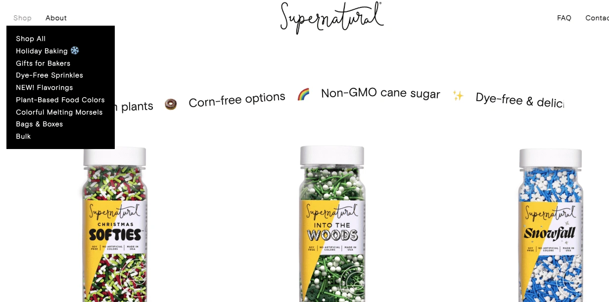 Supernatural kitchen website UX example