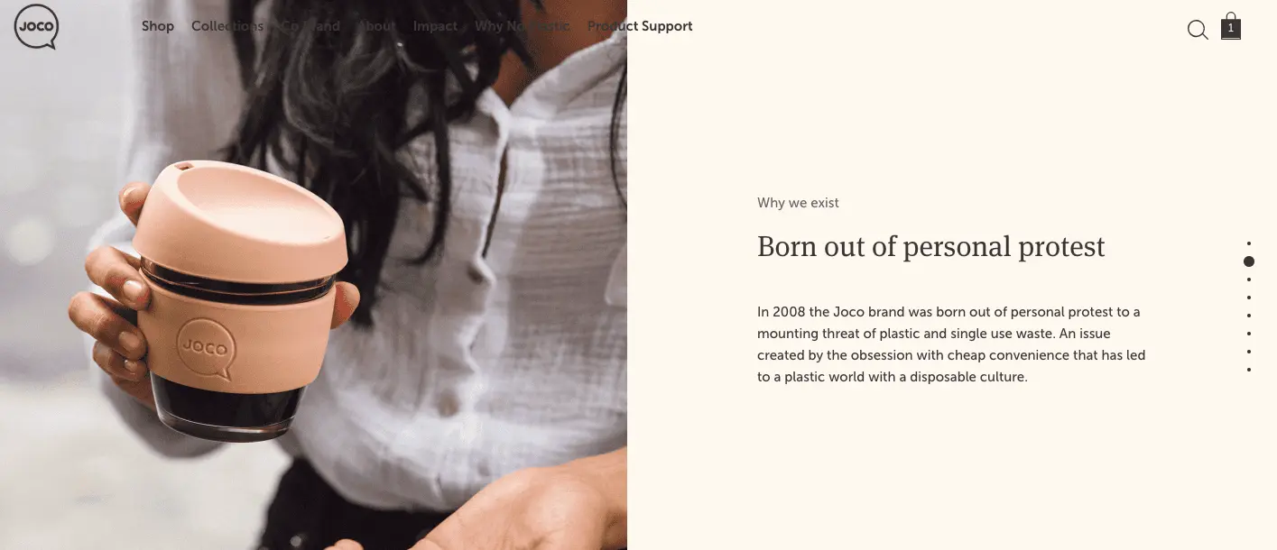 Joco website UX example