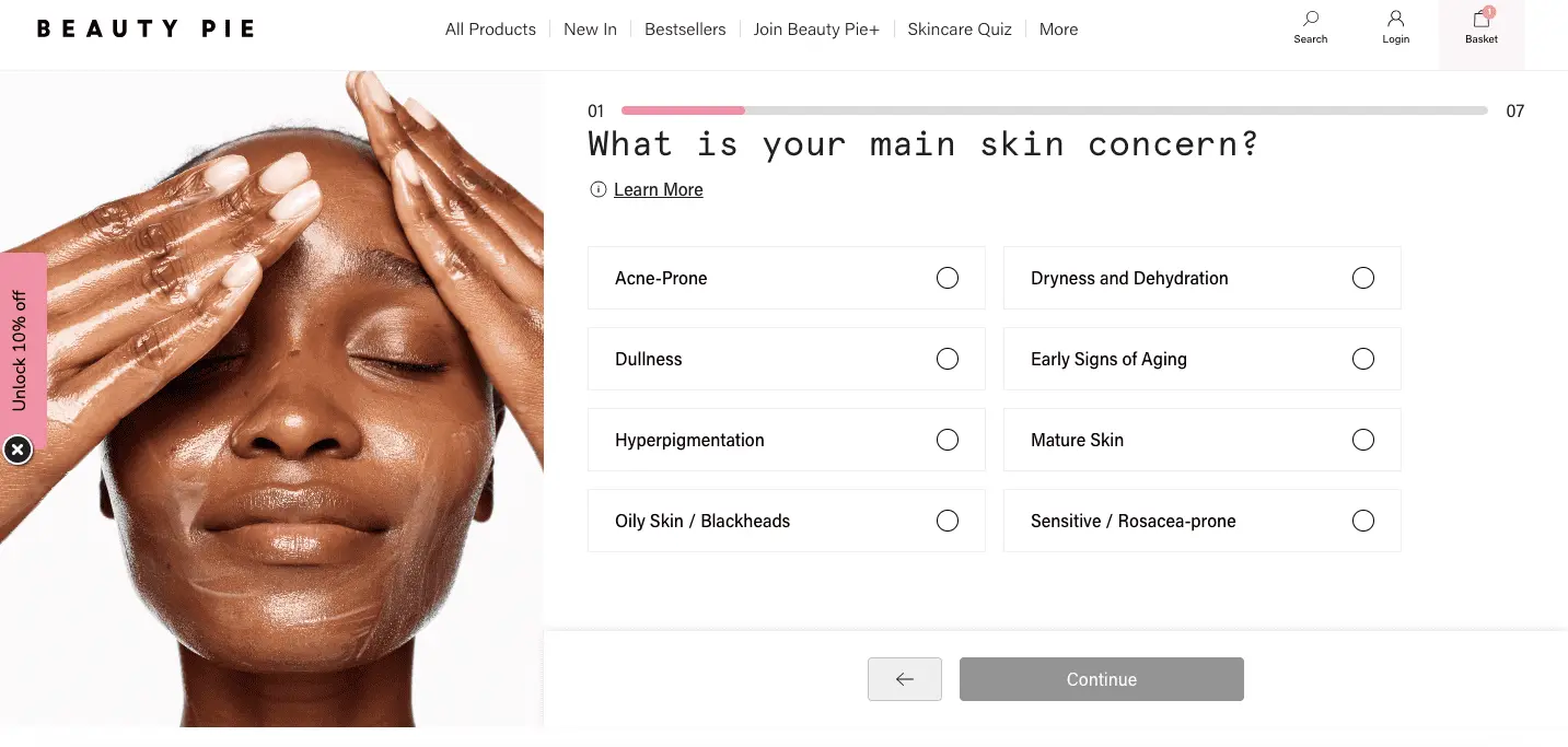 Beauty Pie website UX example