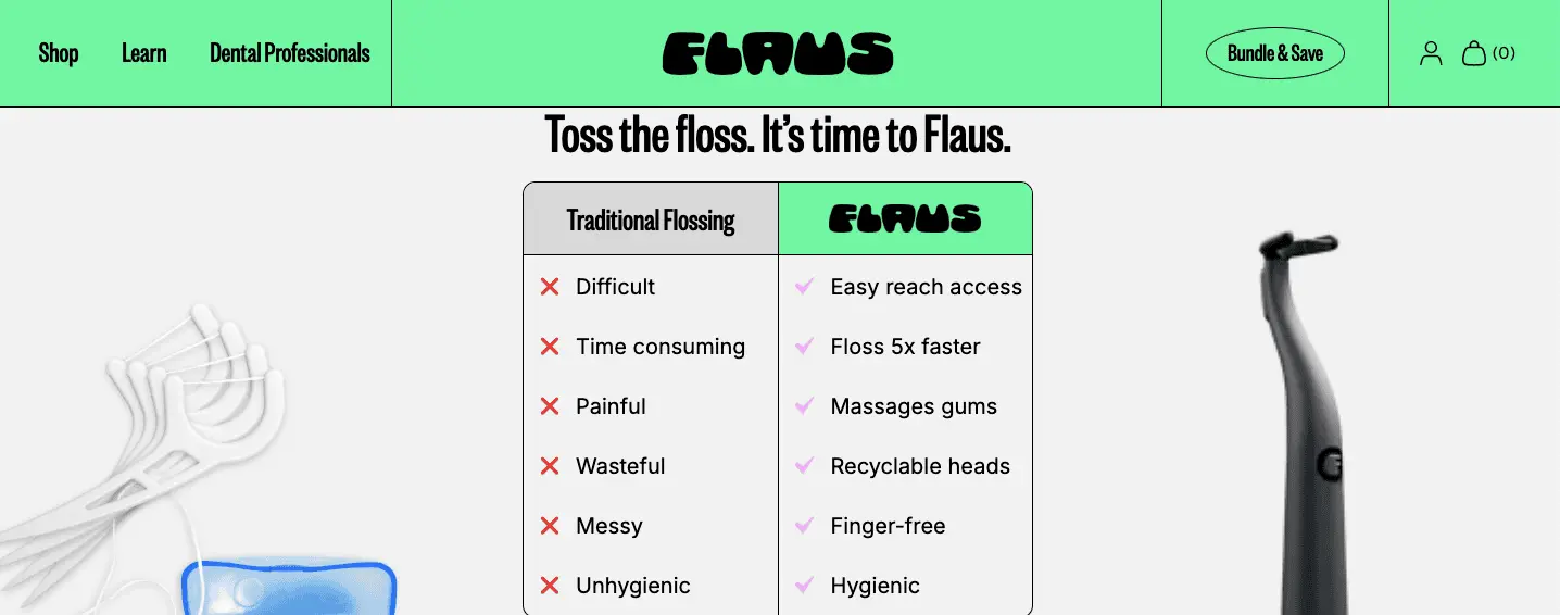 Flaus website UX example
