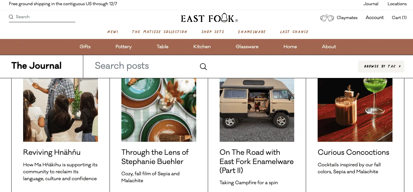 East Fork Website UX example