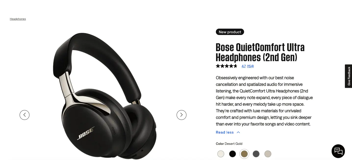 Bose website UX example